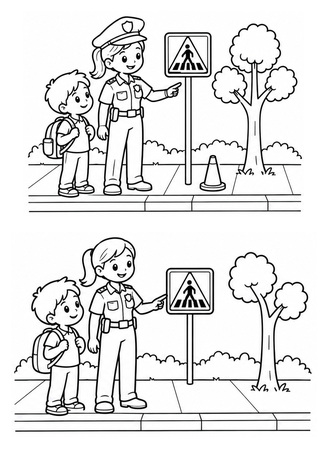 Ausmalbild Polizei Unterschiede