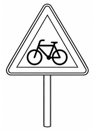 Ausmalbild Verkehrsschild Achtung Radverkehr