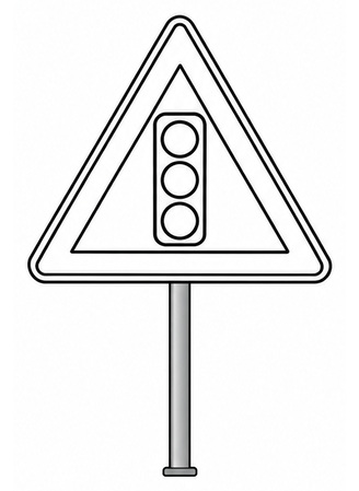 Ausmalbild Verkehrsschild Ampel voraus