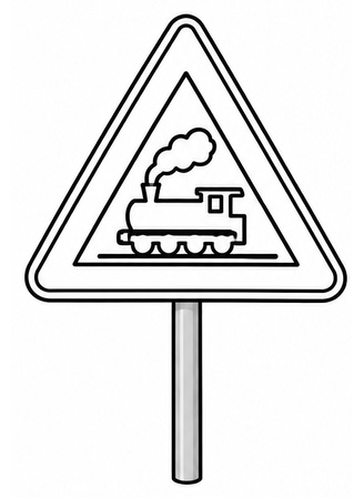 Ausmalbild Verkehrsschild Bahnübergang