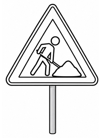 Ausmalbild Verkehrsschild Baustelle