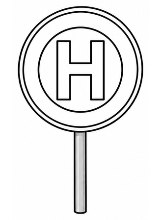 Ausmalbild Verkehrsschild Bushaltestelle