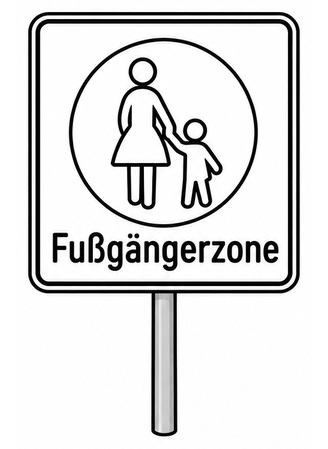 Ausmalbild Verkehrsschild Fussgängerzone