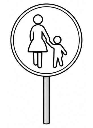 Ausmalbild Verkehrsschild Gehweg