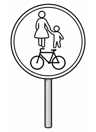 Ausmalbild Verkehrsschild Gemeinsamer Geh und Radweg