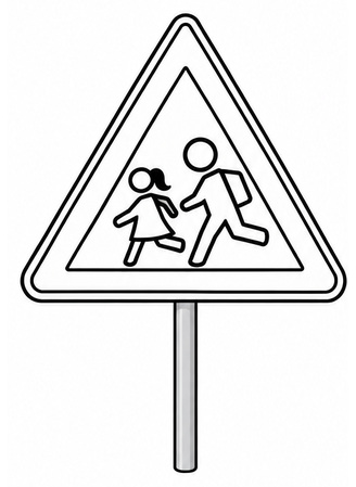 Ausmalbild Verkehrsschild Kinder