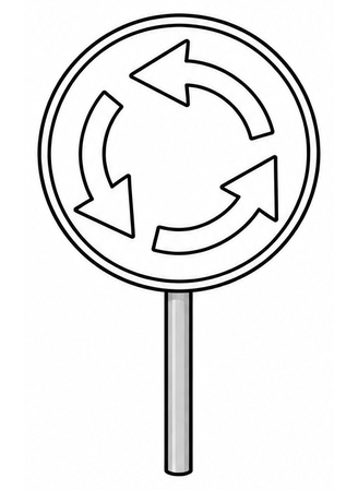 Ausmalbild Verkehrsschild Kreisverkehr