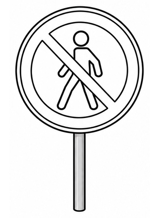 Ausmalbild Verkehrsschild Verbot für Fussgänger