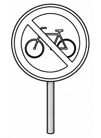 Ausmalbild Verkehrsschild Verbot für Radverkehr