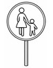 Ausmalbild Verkehrsschild Gehweg
