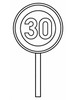 Ausmalbild Verkehrsschild Geschwindigkeit 30
