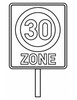 Ausmalbild Verkehrsschild Tempo 30 Zone