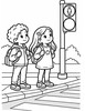 Ausmalbild Gemeinsam an der Ampel