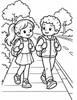 Ausmalbild Gemeinsam zur Schule