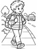 Ausmalbild Kind geht auf dem Gehweg