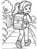 Ausmalbild Mädchen auf dem Gehweg