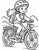 Ausmalbild Mit Helm Fahrrad fahren