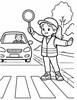 Ausmalbild Schülerlotse stoppt den Verkehr