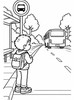 Ausmalbild Warten bis der Bus weg ist richtig