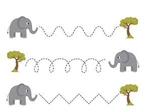 Arbeitsblatt Elefanten und Bäume