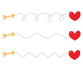 Arbeitsblatt Pfeile und Herzen