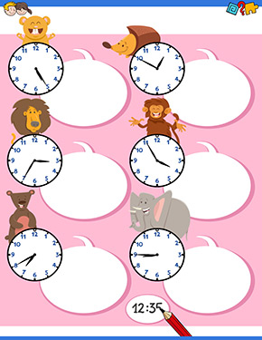 Arbeitsblatt Uhr mit Bieber