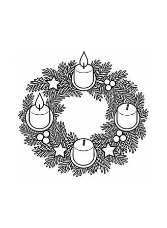 Ausmalbild Adventskranz von oben