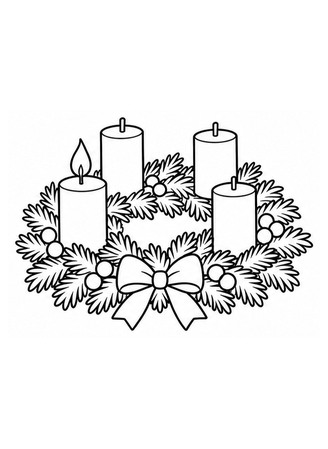 Ausmalbild Adventskranz zum ersten Advent