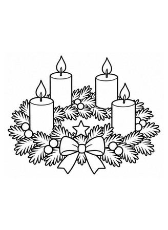 Ausmalbild Adventskranz zum vierten Advent
