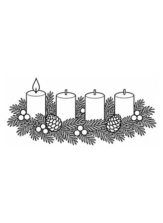 Ausmalbild Länglicher Adventskranz