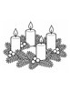 Ausmalbild Adventskranz mit vier brennenden Kerzen