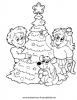 Ausmalbild Kinder schmücken Christbaum