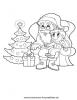 Ausmalbild Nikolaus und Christbaum