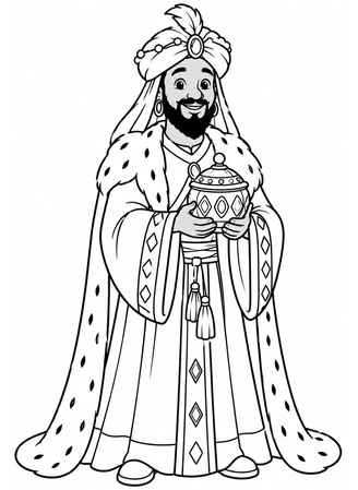 Ausmalbild Balthasar mit Myrrhe
