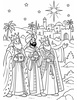Ausmalbild Heilige Drei Könige vor Bethlehem
