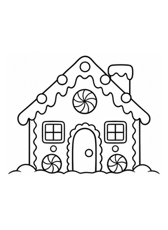 Ausmalbild Einfaches Lebkuchenhaus für Kinder