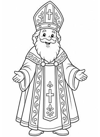 Ausmalbild Heiliger Nikolaus mit Bischofsmütze