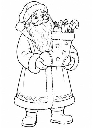 Ausmalbild Nikolaus mit Nikolausstiefel