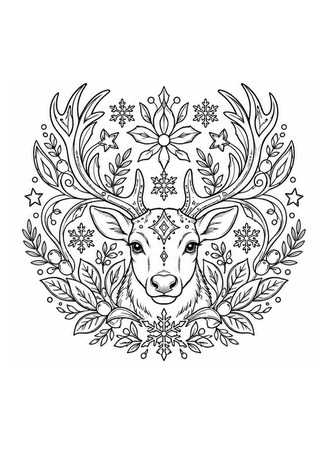 Ausmalbild Rentier Mandala