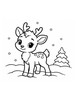 Ausmalbild Baby Rentier im Schnee