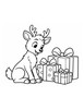 Ausmalbild Rentier mit Weihnachtsgeschenken