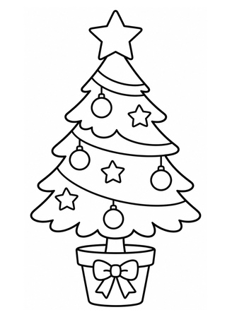 Ausmalbild Kleiner Weihnachtsbaum im Topf