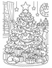 Ausmalbild Detaillierter Weihnachtsbaum mit Geschenken und Dekoration