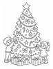 Ausmalbild Kinder schmücken den Weihnachtsbaum