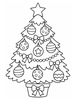Ausmalbild Weihnachtsbaum mit Weihnachtskugeln und Stern