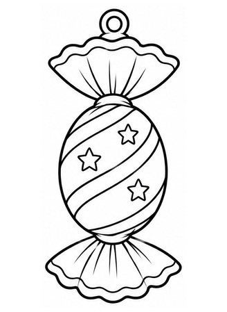 Ausmalbild Bonbon Anhänger mit Sternen
