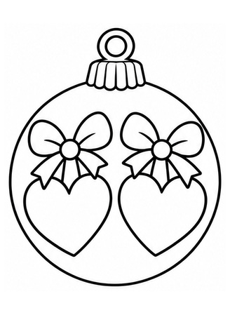 Ausmalbild Christbaumkugel mit Herzen und Schleifen