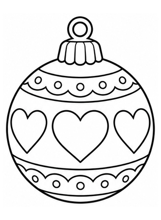 Ausmalbild Christbaumkugel mit Herzornamenten