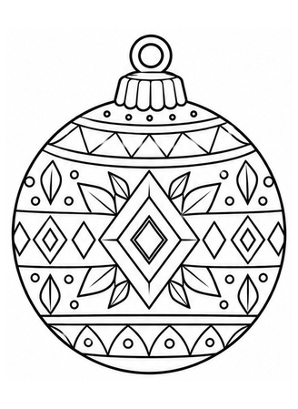 Ausmalbild Christbaumkugel mit Rautenmuster