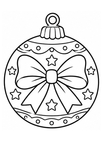 Ausmalbild Christbaumkugel mit Schleife und Sternen